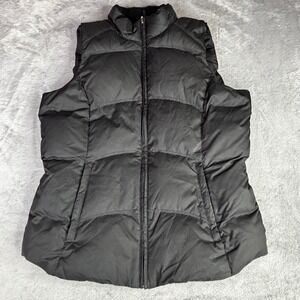 Eddie‎ Bauer Puffer Vest Womens Small Black Goose Down Quilted Full Zip Outdoor